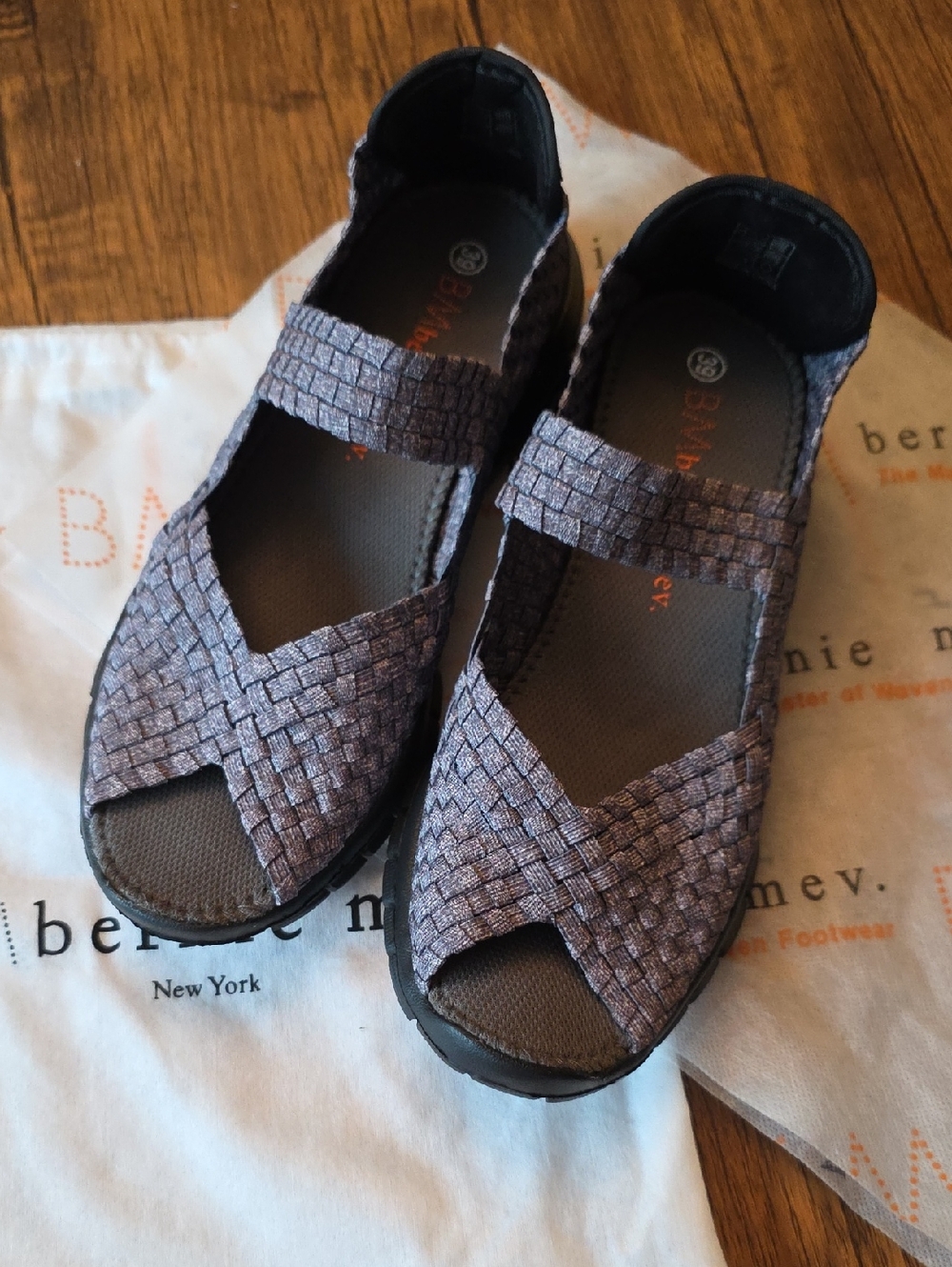 bernie mev. COMFI Grey & White Mary-Jane Criss Cross Sandals